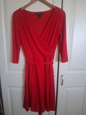 City Chic Red Wrap Dress with Belt